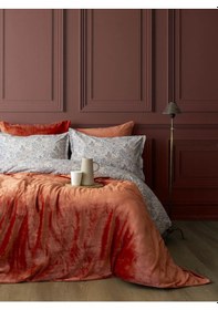 Resim Tek Kişilik Lona Kiremit Kadife Battaniyeli Nevresim Takımı Kiremit 