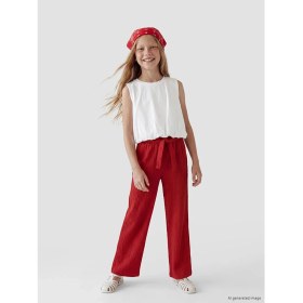 Resim LC Waikiki Lcw Kids Kırmızı Dokulu Geniş Paça Kız Çocuk Pantolon 