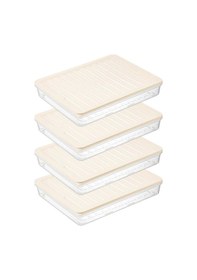 Resim Bigmate Bgmt2525 4'lü Şeffaf Saklama Kabı 4x2,5 Lt Mikrodalga Buzdolabı Ve Dondurucu Uyumlu Düzenleyici Krem 