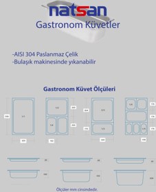 Resim Natsan Paslanmaz Çelik Gastronom/gastronorm Küvet Kapak 1/3 