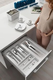 Resim tify Mutfak Çekmece Içi Kaşıklık 44Cm X 48Cm Yanlar Ve Boydan 4Cm Kesilebilir, Beyaz 