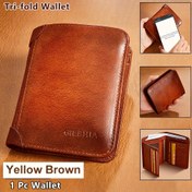 Resim Vintage Stil RFID Engelleme Cüzdanı - Sarı Kahverengi, 3 Katlı Tasarım, Çoklu Kart Yuvaları, 2 Nakit Cebi, 2 Kimlik Penceresi, İdeal Hediye, RFID Cüzdanı | Vintage Stil Cüzdan | Dayanıklı Cüzdan, Kadınlar İçin Uygun 