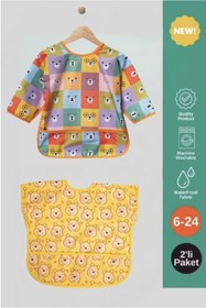 Resim ANP MODA TASARIM Sıvı Geçirmez Aktivite ve Mama Önlüğü 0-36 Ay Uzun ve Kisa Kol 2’li Paket Bebek Önlük 