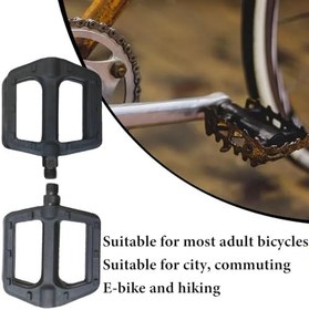 Resim Dağ Bisikleti Pedalı - Dağ Yolu Bisikleti Düz Pedal | Seyahat Çevrimi Çapraz Bisikletler için Evrensel Hafif Pedalı, Hızlı Bırakma Düz Geniş Pedallar 