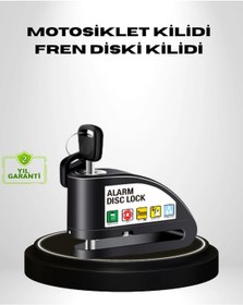Resim Zenvia Titreşim Sensörlü Alarmlı Motosiklet Disk Kilidi 14mm Çelik Çift Kilitleme Znv2026 
