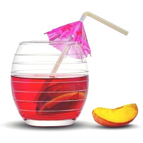 Resim Eksen Dekorlu 6'lı Meşrubat Ve Su Bardağı Seti - Modern Desenli Şık Sunum Şeffaf 