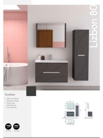 Resim Evros Lizbon 80 Cm Banyo Mobilyası Siyah 