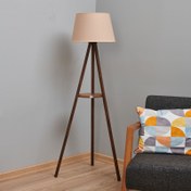 Resim Mia Luce Sehpalı Tripod Lambader - Ceviz / Sütlü Kahverengi 
