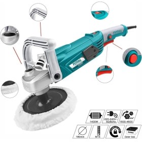 Resim PremiumPort Elektrikli Polisaj Makinesi 180 mm 1400 W, Kaporta ve Far Parlatma Cila 