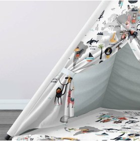 Resim instababyrooms Çocuk Oyun Çadırı Dünya Haritası ve Hayvanlar Dijital Baskılı 