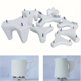 Resim Tekrar kullanılabilir seramik fırın standları T-Prongs ve üçgen tabanlı - Seramik, cam işleme için dayanıklı yüksek sıcaklık dayanımı olan pişirme araçları - Kolay salınım tasarımı ile kararlı fırın desteği, fırın aksesuarları, seramik araçları, sağlam yapı 