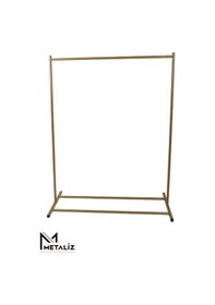 Resim Gold Metal Konfeksiyon Askısı - Minimalist Elbise Askılığı - Butik Tipi Askı Altın 