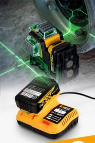 Resim BÖHRER 3 x 360° 12 Satır Yeşil Çok Hatlı Çapraz Çizgi Otomatik Seviye Lazer Hizalama - 2,0Ah Li-ion Batarya 