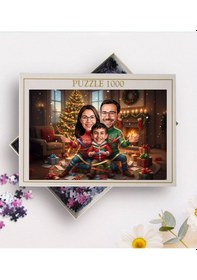 Resim Bk Gift Kişiye Özel Aile Yılbaşı Karikatür Tasarımlı 1000 Parça Profesyonel Puzzle-2, 1000 Puzzle, Yeni Yıl Hediyesi, Yılbaşı Hediyesi Kobitmeyencom35 