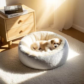 Resim Sakinleştirici Köpek & Kedi Yatağı, Donut Sarılma Isınabilen Rahat Yuvarlak Döşek, Şık Sahte Tüylü Peluş Minderi - Küçük Orta ve Büyük Boy Köpekler ile Kediler için (40.64cm/50.8cm/60.96cm/71.12cm/78.74cm/99.06cm) Noel Hediyesi 