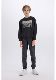 Resim DeFacto Erkek Çocuk Bisiklet Yaka Baskılı Kalın Sweatshirt D3038A824WNAR206 