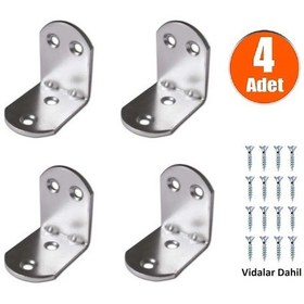 Resim 4 Adet Oval Metal Gönye Köşebent 20X30X30 Vida Dahil 