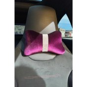 Resim Mor Düz Kadife Gümüş Dik Şerit Boyun Yastığı 