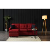 Resim Meşe Home Plus Kılıflı Torba Yaylı Keten Kumaş Fonksiyonel Çift Yönlü Köşe Takımı Kırmızı 