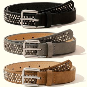 Resim 1 adet Punk Tarzı Kadın Kemer - Taklit Deri, Ayarlanabilir Toka, Kotlar, Ceketler ve Günlük Giyim için Mükemmel, Günlük Kemer|Şık Kemer|Ayarlanabilir Kemer 