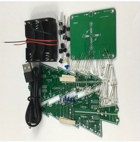 Resim Gaojunshop01 Renkli 3d Noel Ağacı Led Dıy Kiti 7 Renk Rgb Işık Stem Elektronik Eğitim Seti 