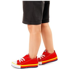 Resim Kiko Kids Tinna Bağcıklı Erkek Çocuk Keten Spor Ayakkabı Kırmızı 