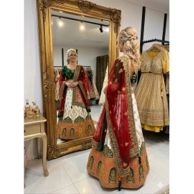 Resim Aashiv's Collection Gelinlik Hint Lehenga Choli Takımı Çok Renkli Işlemeli 