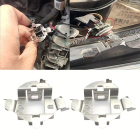 Resim 2 adet Paslanmaz Çelik H7 HID Lamba Ampulleri Tutucu Klipsleri, Şarj Edilmemiş, for BMW E60 5 Serisi, Mercedes için Far Adaptörü Tutucuları ile 