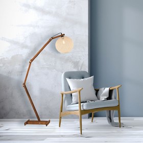 Resim Nisa Luce Ahşap C Lambader - Ceviz 
