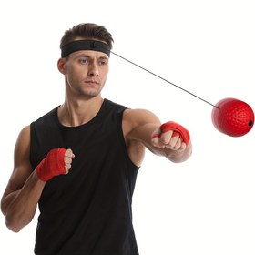 Resim 1 adet Baş Üstü Boks Hız Topu - Boks Becerilerinizi Geliştirin, El-Göz Koordinasyonunuzu Artırın, PU Köpük Topu ile Reaksiyon Hızınızı Eğitin, Suni Deri Malzeme, Siyah 