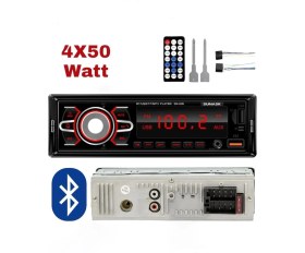 Resim Çift USB Bluetooth Oto Teyp, Kumandalı Mp3 Çalar ve Amfi Çıkışlı 