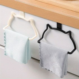 Resim Çağdaş Kedi Şekilli Havlu Askısı - Kolay Kapı Montajı, Tek Çubuk, Banyo ve Mutfak Depolama için İdeal, Dayanıklı Plastik ile Güvenli Tutuş için Havlu Askı 