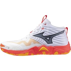 Resim Mizuno Wave Momentum Elite MID Erkek Voleybol Ayakkabısı Beyaz / Turuncu 