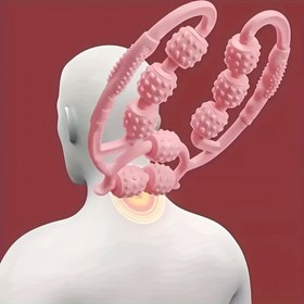 Resim Pink Yoga Bacak Kelepçesi ve Rulo Masaj Aleti - Uyluk, Kalça ve Gluteusal Maximus Esnekliği için Dokulu Toplarla Diz Kası Gevşetici - Antrenman Sonrası Kurtarma için Manuel 4 Tekerlekli Masaj Aracı 