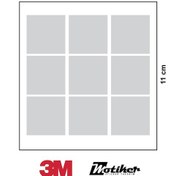 Resim 3m Gri Reflective Reflektif 9'lu Kare Sticker Etiket Modeli 