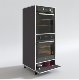 Resim Kenzlife fırın dolabı halime gri 145*60*56 mutfak kapaklı ayaklı banyo kiler ofis 