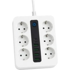Resim Die Grup Akıllı Çoklu Priz, 6 Priz + 4 USB Çıkışı 