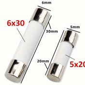 Resim 10 adet Seramik Sigorta - 5x20mm & 6x30mm, 250V Hızlı Patlama Tüp Tasarımı, Metalik Uç Kapaklı Dayanıklı Beyaz Seramik, Elektronik & Cihazlar için Güvenlik Koruma 