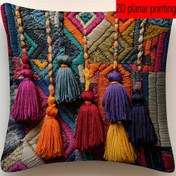 Resim 1 adet Renkli Tül ile Canlı Geometrik Desenli Atma Yastık Kılıfı - Makinede Yıkanabilir Polyester, Fermuar Kapatma, Ev Dekorasyonu, Festivaller ve Tatil Atmosferi için İdeal (İçerik Yok), Tatil Ev Dekorasyonu | Canlı Desen Kılıfı | Fermuarlı Yastık Kılıfı, Dekoratif Yastıklar 