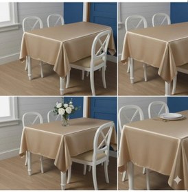 Resim Kristal Simli Kumaş Bej Masa Örtüsü Dikdörtgen 140 200 Cm - 518 Çok Renkli 