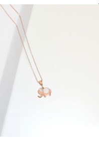 Resim Brezza Lusso Jewelry Opal Beyaz Taşlı Fil Figürlü Gümüş Kadın Kolye 42 CM 