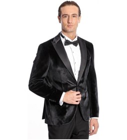 Resim Wessi Kadife Slim Fit Siyah Erkek Smokin Ceket Siyah 