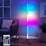 Resim Modern LED Köşe Lambası ile Akıllı Uzaktan Kumanda - RGB Çok Renkli, USB Güç Kaynağı, Müzik, Oyun Odası, Yatak Odası Tatil Dekorasyonu, Müzik Ortamı Işığı | Modern Dekor Işığı | Plastik Yapı 