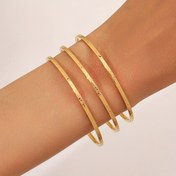 Resim 3 adet 2.5Mm İnce Bilezikler Desenli Süsleme 18Kgf Hipoalerjenik Basit Moda Tarzı Gece Kulübü/Parti Unisex Üç Boyut 
