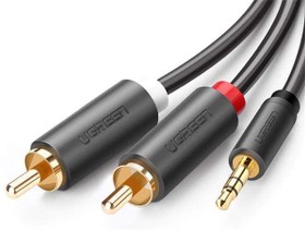 Resim Ugreen 2 RCA 3.5mm Aux Ses Kablosu 1 Metre Siyah 