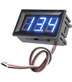Resim 0.56 Inç 0-100V 3 Kablolu Dc Mavi Voltmetre 