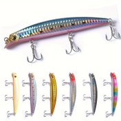 Resim 1 adet Uzun Menzilli Popper Balıkçılık Yemi - Dayanıklı ABS, 3D Gözler, Üçlü Kanca, Tatlı ve Tuzlu Su Balıkçılığı için Yüzen Minnow Wobbler 