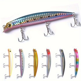 Resim 1 adet Uzun Menzilli Popper Balıkçılık Yemi - Dayanıklı ABS, 3D Gözler, Üçlü Kanca, Tatlı ve Tuzlu Su Balıkçılığı için Yüzen Minnow Wobbler 