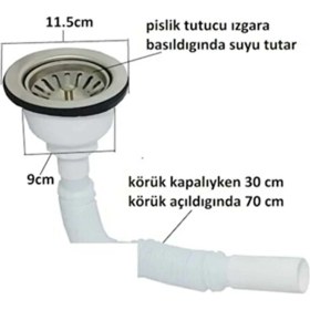 Resim Özbest Çöpmak Kafalı Büyük Körüklü Lavabo Sifonu + Adaptör Conta 