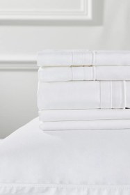 Resim Cavendish 800 Tel Mısır Pamuğu Saten Düz Çarşaf - Beyaz / Çift Kişilik 230 × 275 cm 